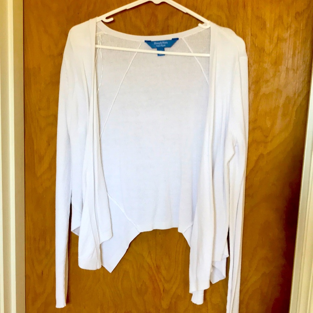 Simply Vera Vera Wang lightweight white cardigan sweater size medium M